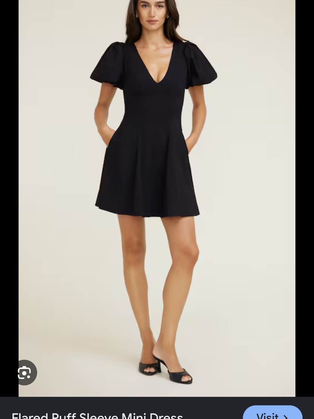 Dynamite Black V-Neck Puff Sleeve Mini Dress